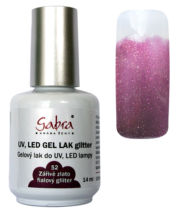 UV gel lak GABRA 52 zářivě zlato fialový glitter 14 ml | NEHTOVÁ MODELÁŽ - Gel laky UV gel lak GABRA 52 zářivě zlato fialový glitter 14 ml | NEHTOVÁ MODELÁŽ - Gel laky